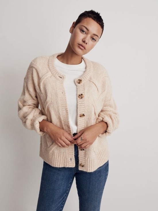 Madewell Sweaters - Madewell Cable Knit Ashmont Cardigan Sweater
